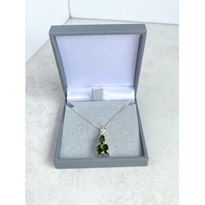 Triple stone green chrome diopside pendant in a box
